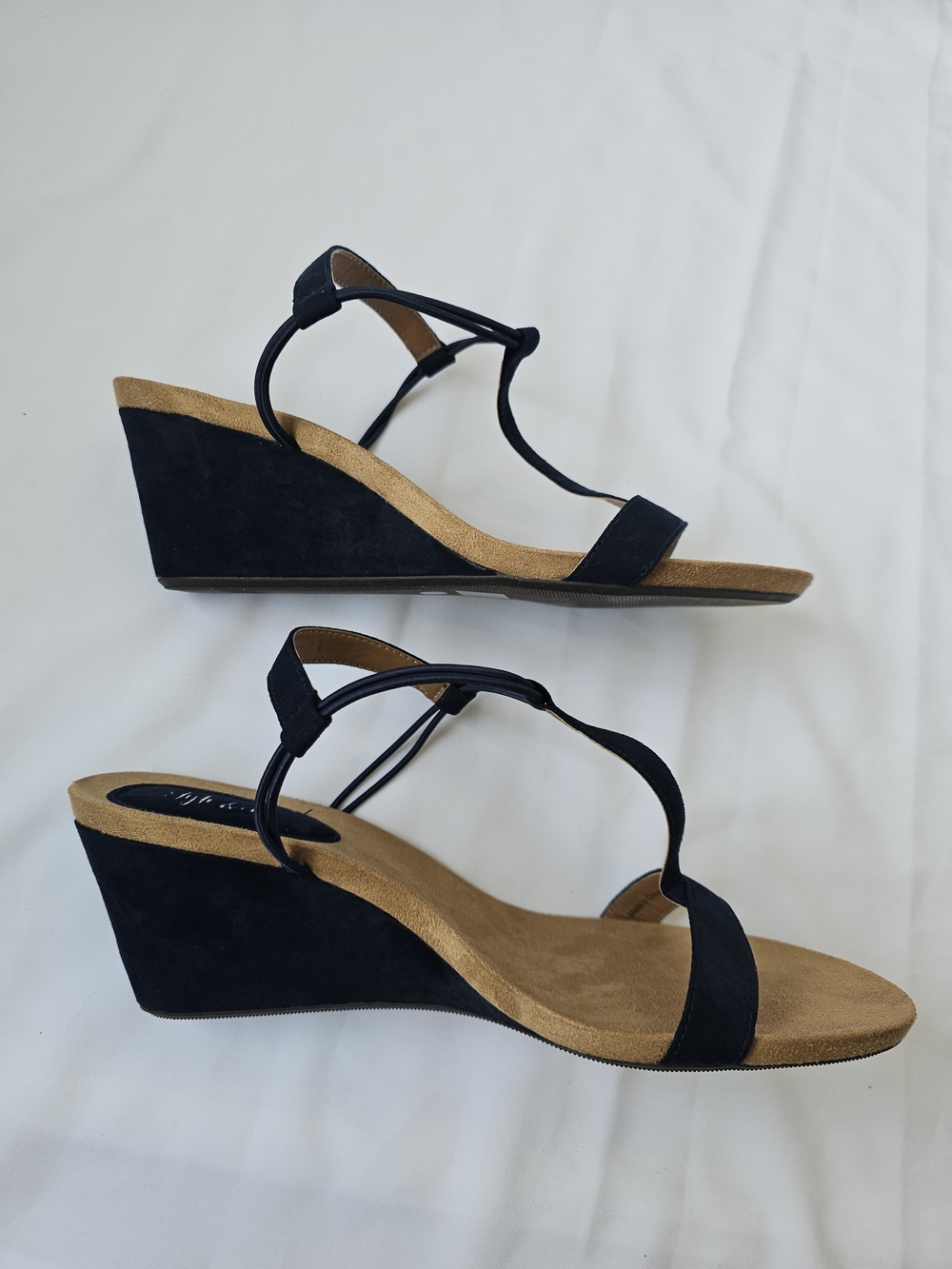 Style & Co. Mulan Wedge Sandals – Navy Blue (T-Strap) - Picture 13 of 16